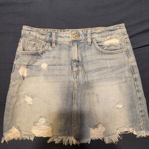 KanCan Distressed Light Blue Jean Skirt
